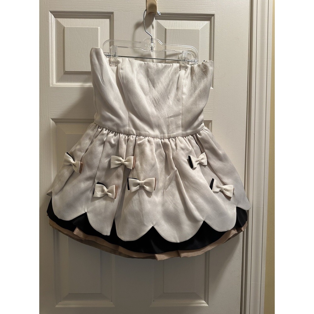 Red Valentino Peplum Bow Top Strapless Dress RARE‎ Size 2